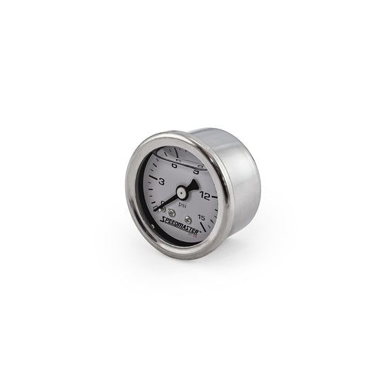 Manómetro de presión de combustible de 1-1/2" 0-15 psi lleno de líquido