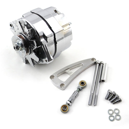 Kit de alternador de 3 cables y 100 A para Chevy BBC 454 y soporte de aluminio pulido LWP