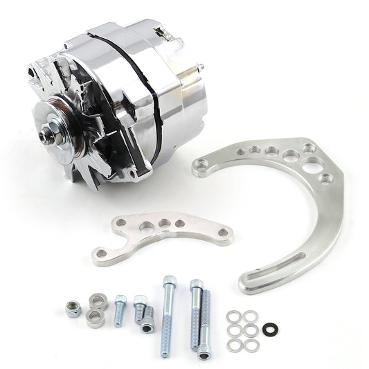 Kit de alternador de 3 cables y soporte de palanquilla LWP para Chevy SBC Camel Hump Fuelie de 100 A