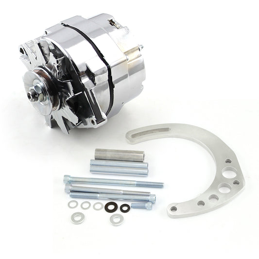Chevy SBC 350 100 Amp 3 Wire Alternator & Low Mount Electric Pump Bracket Kit