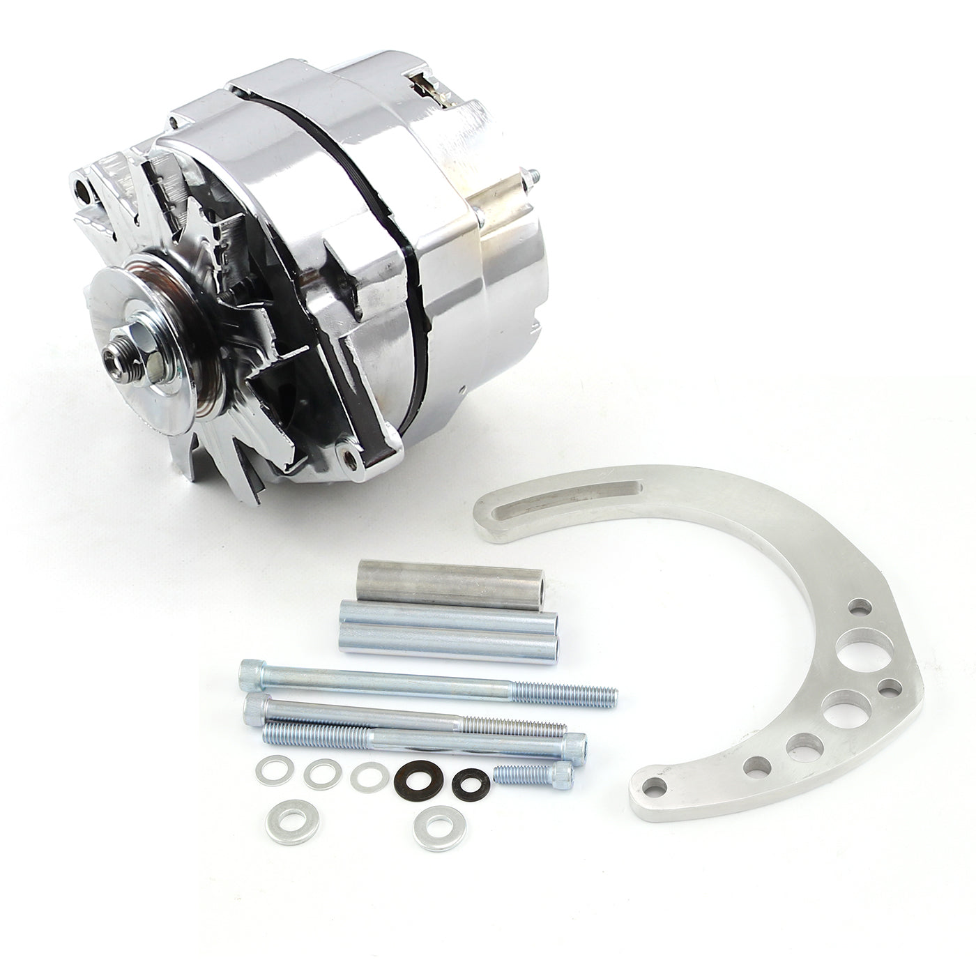 Chevy SBC 350 100 Amp 3 Wire Alternator & Low Mount Electric Pump Bracket Kit