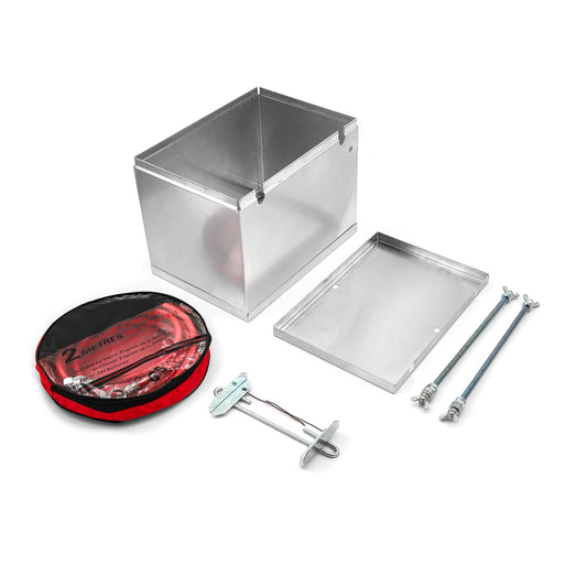 Caja de batería de aluminio pulido fabricada universalmente y kit de reubicación