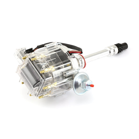 Distribuidor HEI de bobina de 65K para Chevy SBC 350 BBC 454 Serie 6000 [Transparente]
