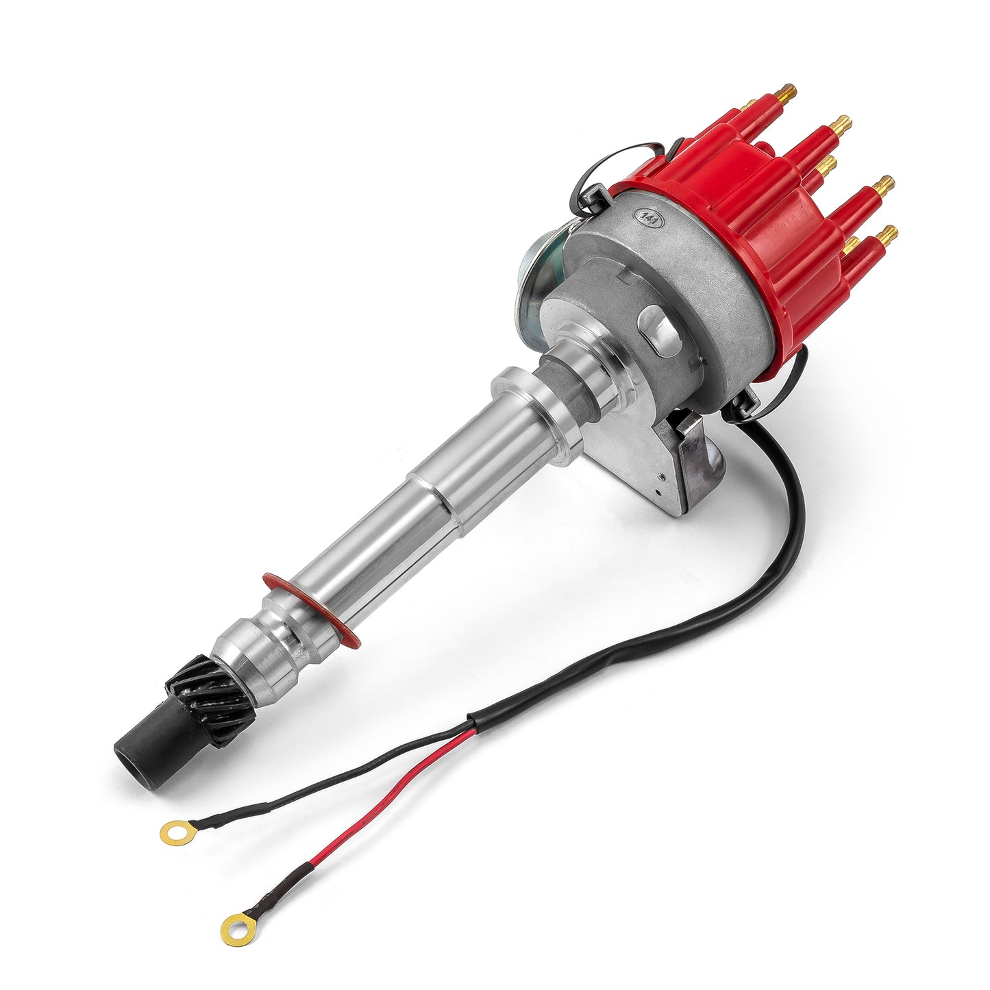 Distribuidor de vacío Chevy SBC 350 BBC 454 rojo + bobina cromada + cables de aceleración