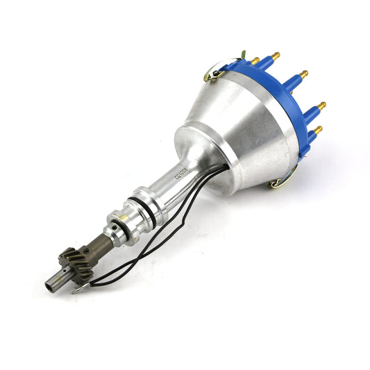 Distribuidor de palanca profesional de gran capacidad para Ford 351C Cleveland Early 460 9000 Series, color azul