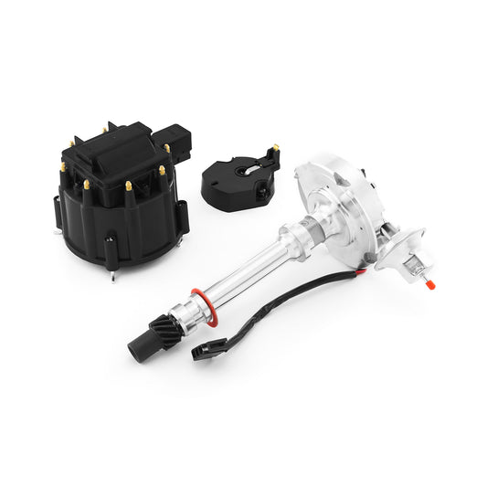 Distribuidor HEI de bobina de 65K para Chevy SBC 350 BBC 454 Serie 6000 [Tapa negra]