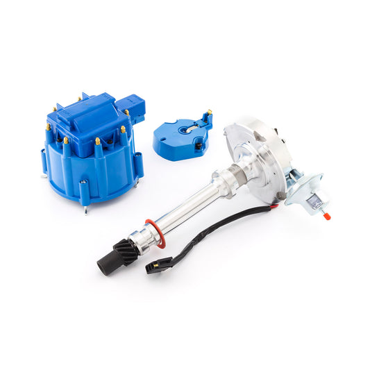 Distribuidor HEI de bobina de 65K para Chevy SBC 350 BBC 454 Serie 6000 [Tapa azul]