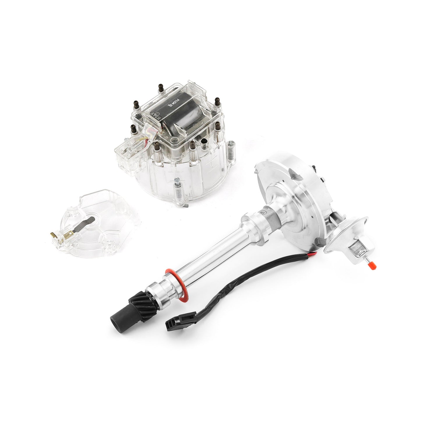 Distribuidor HEI de bobina de 65K para Chevy SBC 350 BBC 454 Serie 6000 [Tapa transparente]