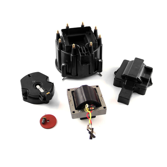 Kit de actualización de tapa de distribuidor HEI, rotor de bobina de 65 000 rpm, color negro