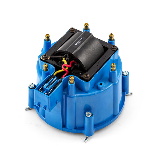 Kit de actualización de tapa de distribuidor HEI, rotor, bobina de 65 000 rpm, color azul, para 6 cilindros