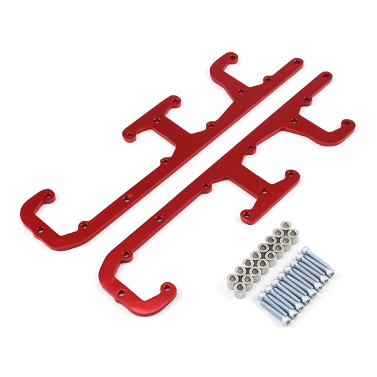 Kit de soporte de bobina de aluminio billet rojo serie LS con herrajes