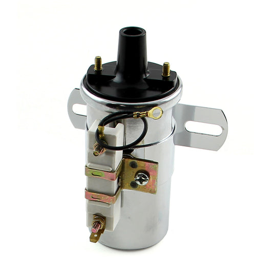 Bobina de encendido redonda hembra rellena de aceite, electrónica, 12 V, 60 K, cromada