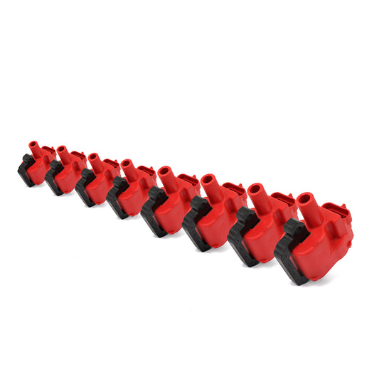 Chevy Gm LS1 LS6 12V High Output E-Poxy Ignition Coil Red [Round D580] 8pcs