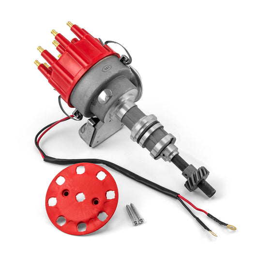 Ford 302 351C Cleveland Early 460 Ready-to-run Distributor w/Coil & Wire Leads [Red]
