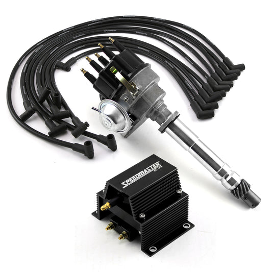 Combo de distribuidor de encendido negro listo para usar para Chevy SBC 350 BBC 454
