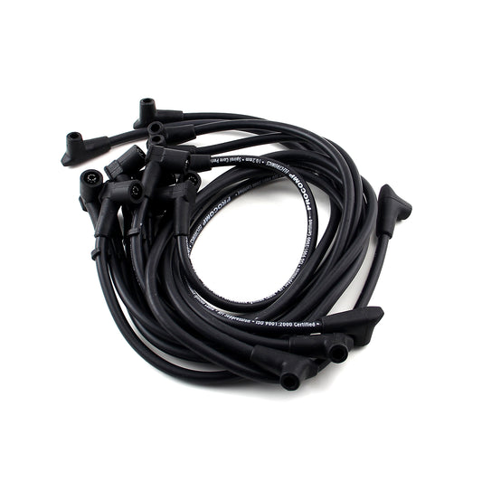 Cables de bujía universales de 90 grados a 90 grados con cubiertas negras hembra compatibles con Chevy