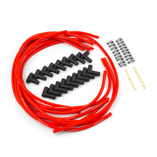 Cables de bujía macho rojos sin terminación de 90° a 90°, sin cubierta inferior - Chevy