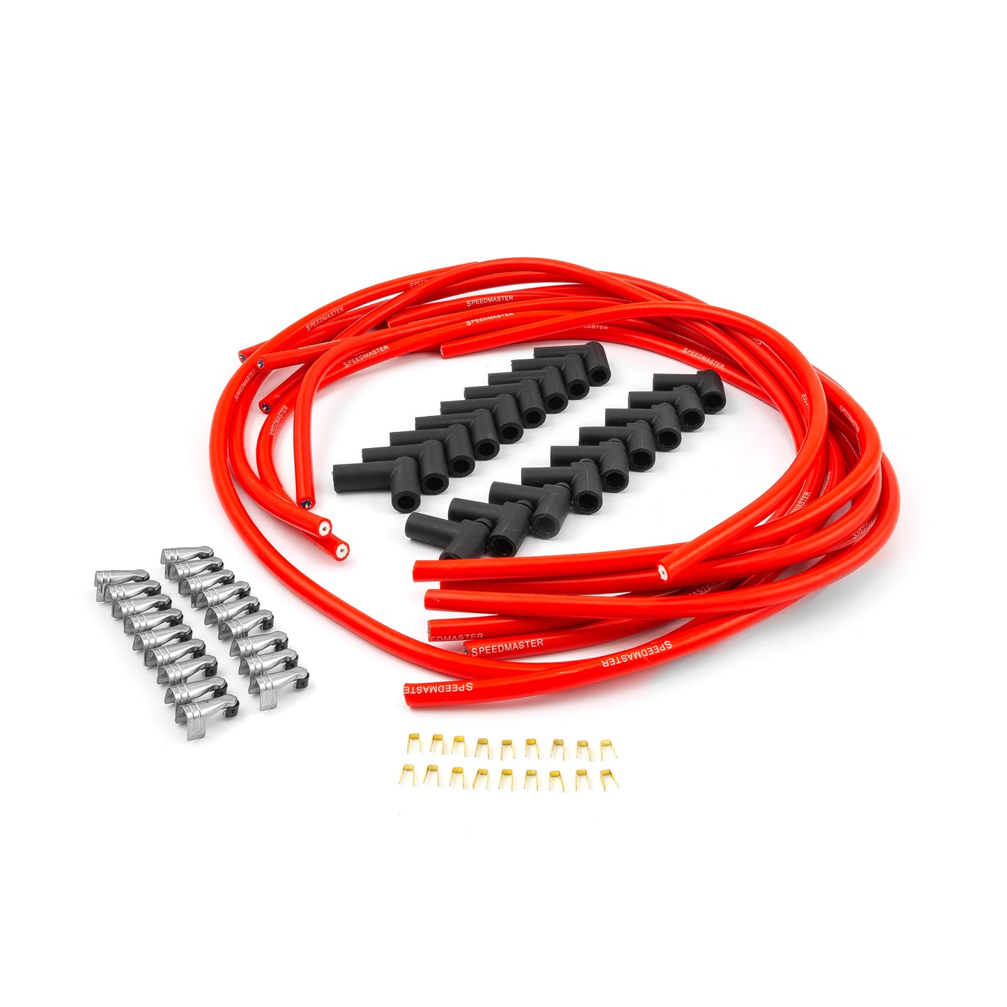 Cables de bujía macho rojos sin terminación de 90° a 90°, sin cubierta inferior - Chevy