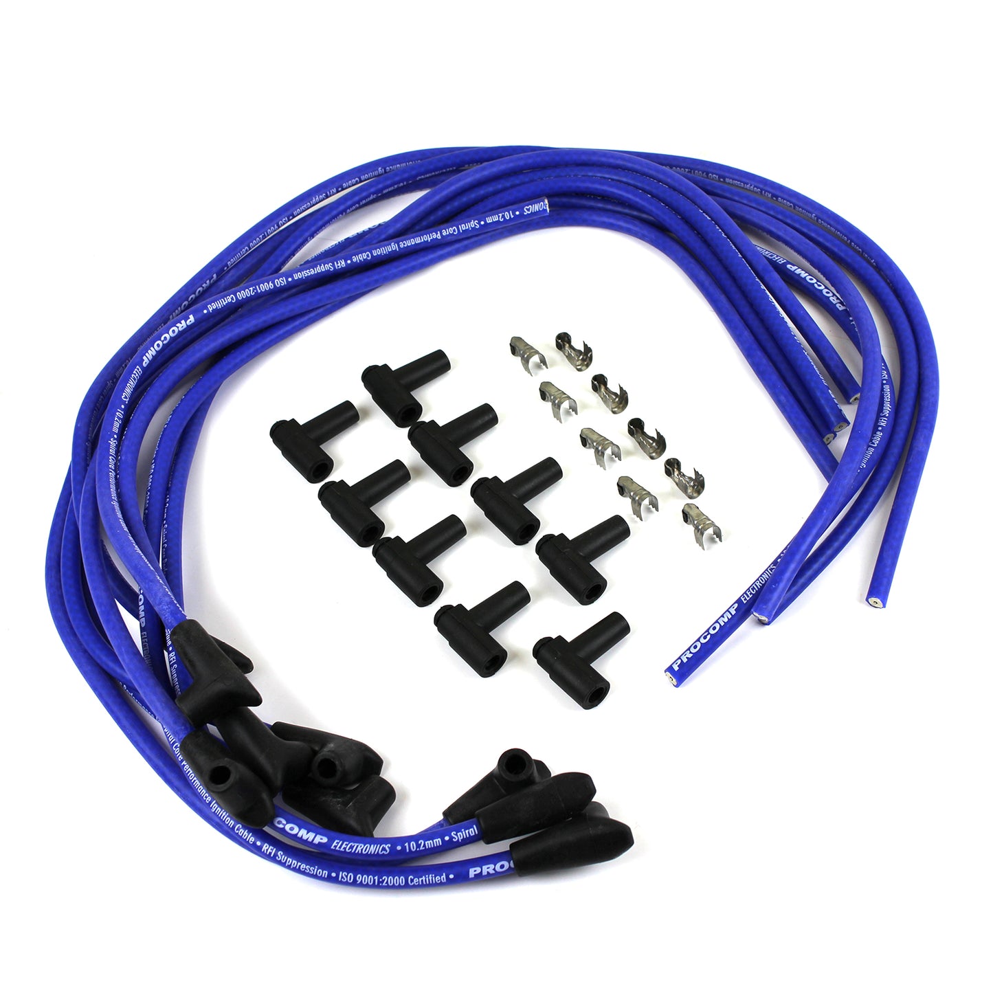 Cables de bujía macho azules sin terminación de 90 grados a 90 grados para Chevy