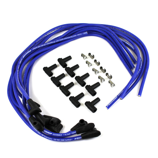 Cables de bujía macho azules sin terminación de 90 grados a 90 grados para Chevy