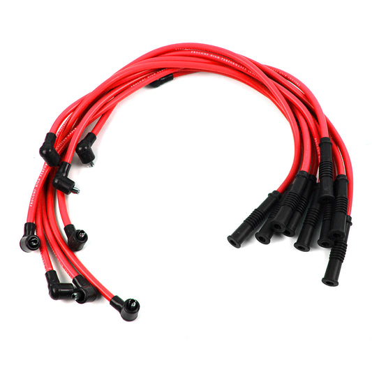 Cables de bujía universales de 90 grados a rectos - Hembra - Rojos (Compatibles con Ford)