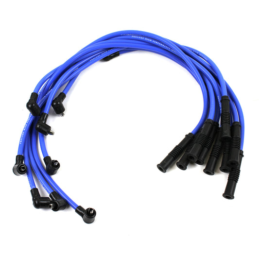 Cables de bujía universales de 90 grados a rectos (hembra), color azul (compatibles con Ford)