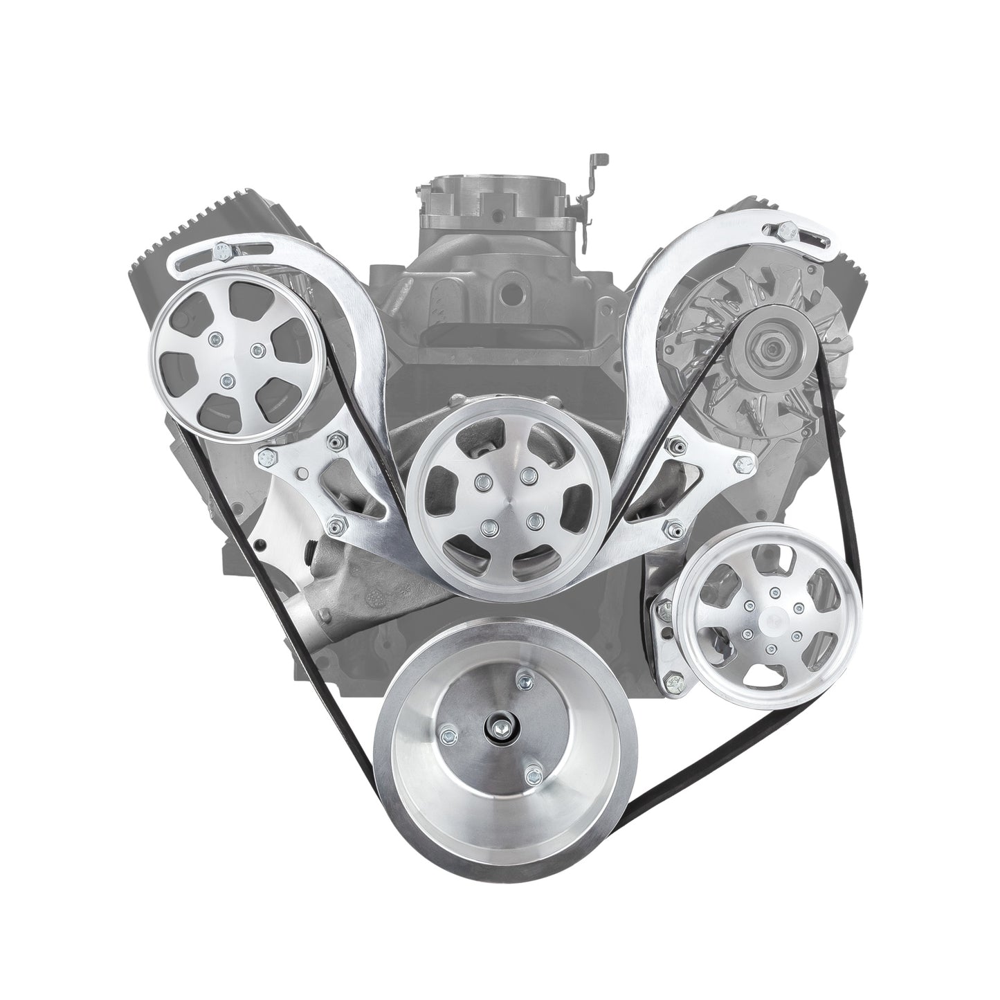Kit de polea serpentina de motor de aluminio pulido y bomba de agua corta para Chevy BBC 454