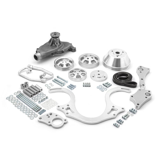 Kit de polea serpentina de motor de aluminio pulido y bomba de agua corta para Chevy BBC 454