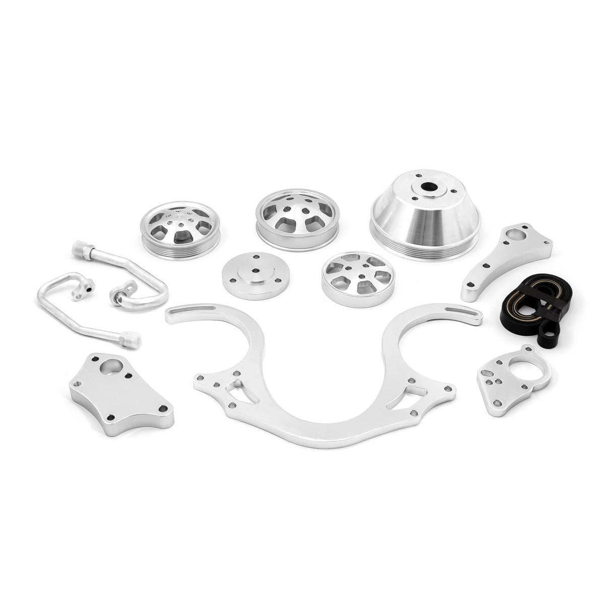 Chevy BBC 454 Polished Aluminum Serpentine Engine Pulley & Short Water Pump Kit
