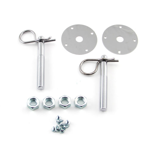Kit de pasadores de capó universales de acero cromado - Placas protectoras tipo horquilla Q-Clips