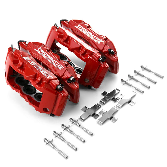 6 Piston Billet Caliper Front & Rear Kit - Red Powdercoated