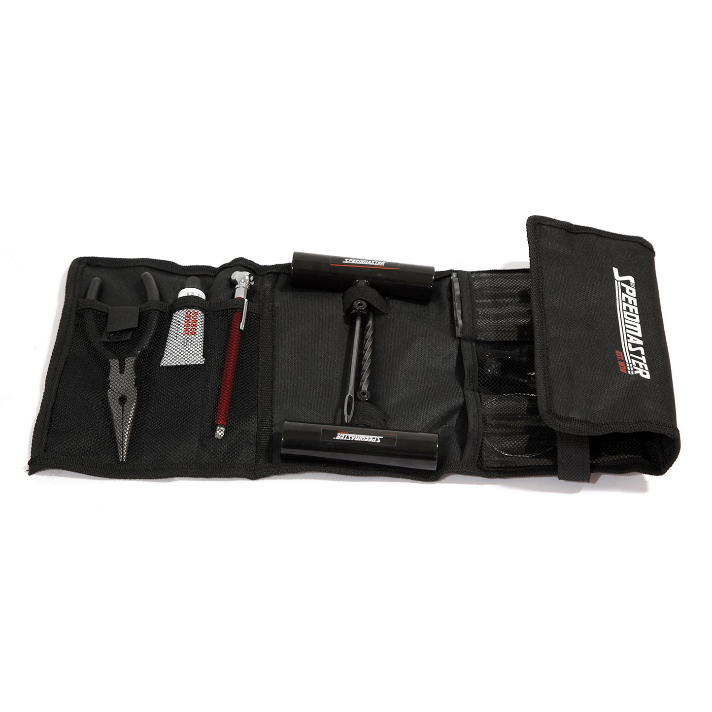 Kit de reparación de pinchazos de neumáticos de 31 piezas para motocicleta, coche y camión - Estuche blando enrollable