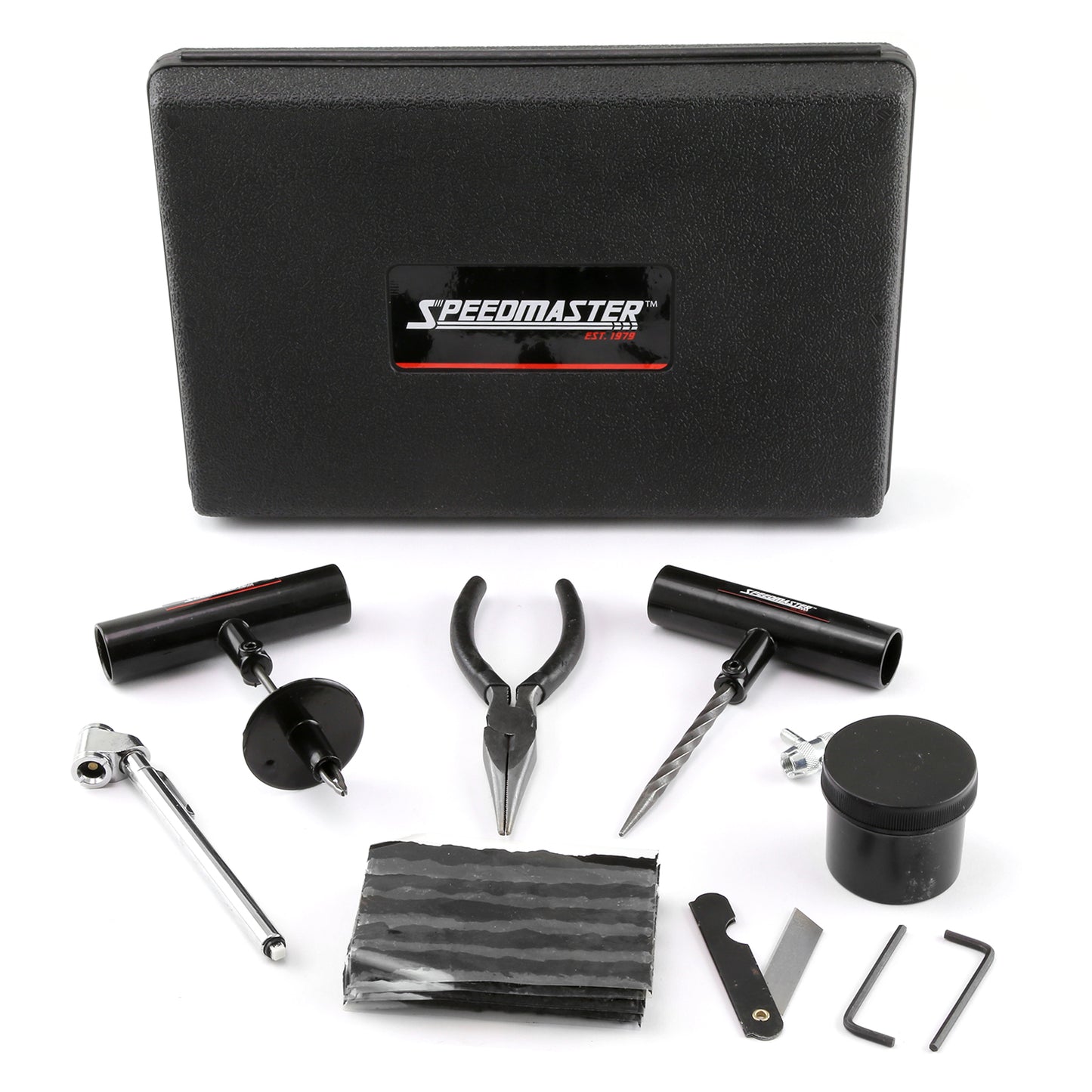Kit de reparación de pinchazos de neumáticos de 30 piezas para motocicleta, coche y camión (estuche rígido)