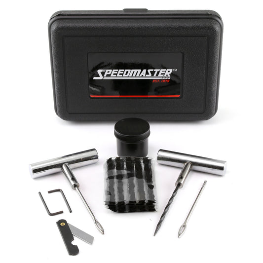 Kit de reparación de pinchazos de neumáticos de 28 piezas para motocicleta, coche y camión (estuche rígido)