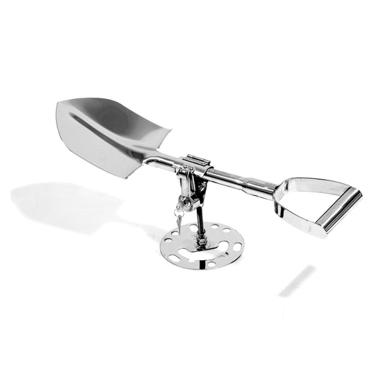 Pala de acero inoxidable 4x4 + soporte bloqueable para rueda de repuesto