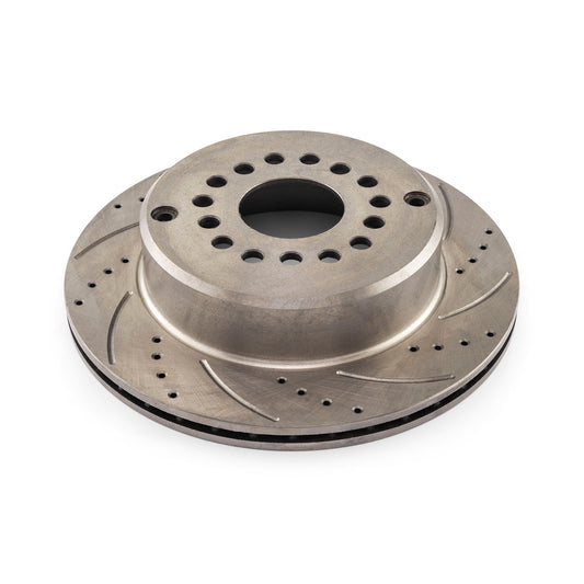 Rotor de freno trasero izquierdo perforado ranurado de 12,375" de diámetro y 2,785" de centro