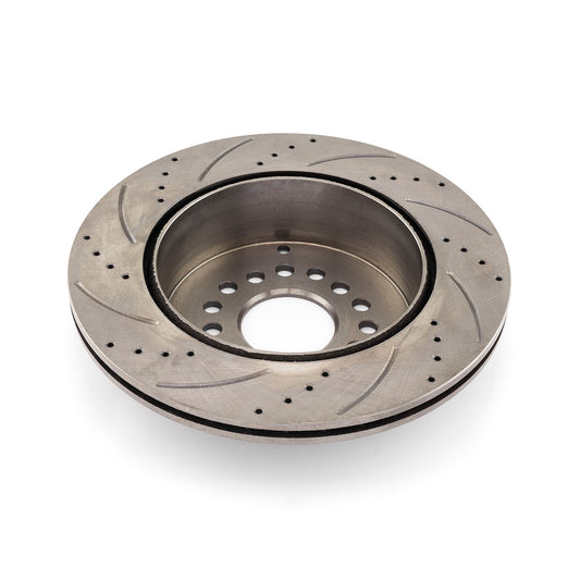 Rotor de freno trasero izquierdo perforado ranurado de 12,375" de diámetro y 2,785" de centro