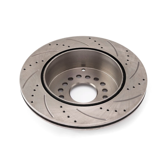 Rotor de freno trasero derecho perforado ranurado de 12,375" de diámetro y 2,785" de centro