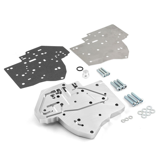 Transmisión GM TH400, cuerpo de válvulas manual completo de aluminio billet - Plateado