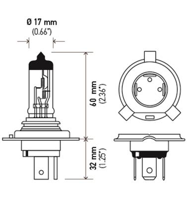 Bombilla halógena transparente serie H4 de 55/60 vatios HLA-H4