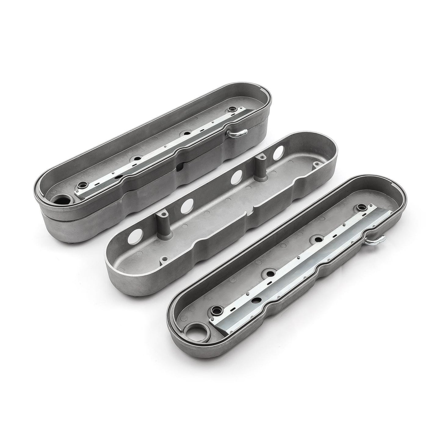 Chevy LS 2pc Finned Vintage Hidden Coil Aluminum Valve Cover - Satin