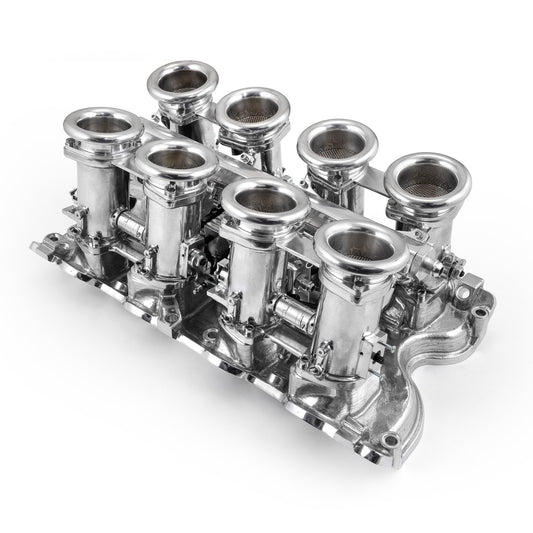 Sistema de colector de admisión de pila EFI de tiro descendente Ford BB 460, completo y pulido