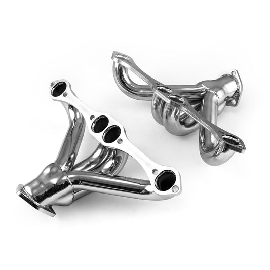 Colectores de escape cromados de bloque Hugger de 1 5/8" para Chevy SBC 350