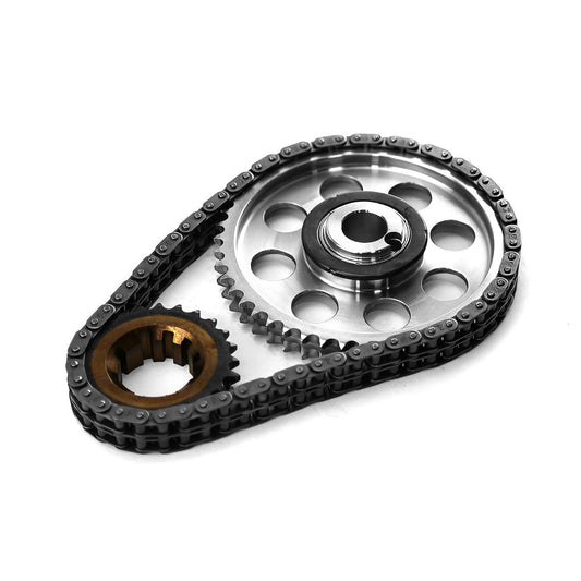 Kit de cadena de distribución de acero billet de 9 ranuras y doble rodillo para Ford 302 351C Cleveland