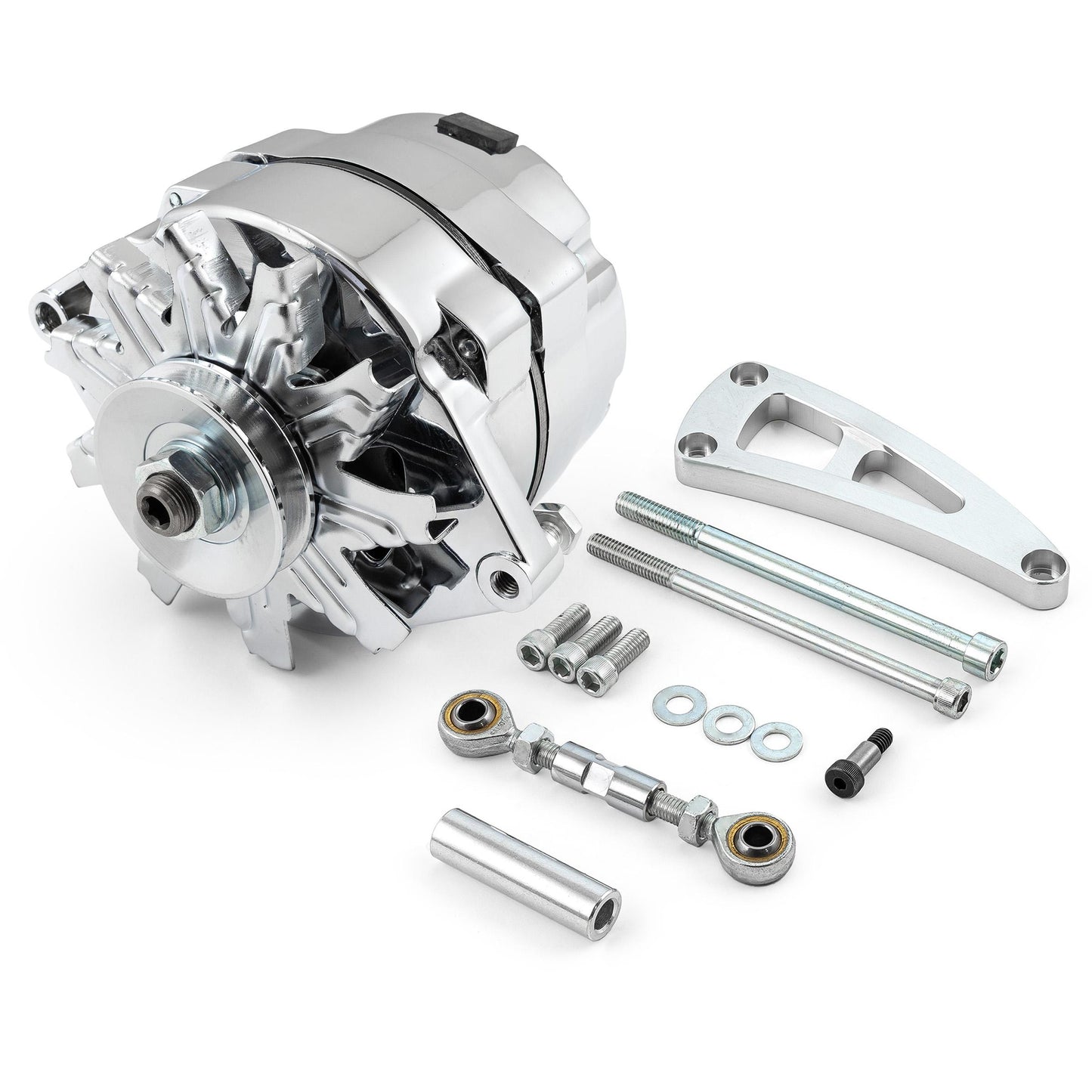 Chevy BBC 454 100 Amp 1 Wire Alternator & LWP Aluminum Bracket Kit Polished