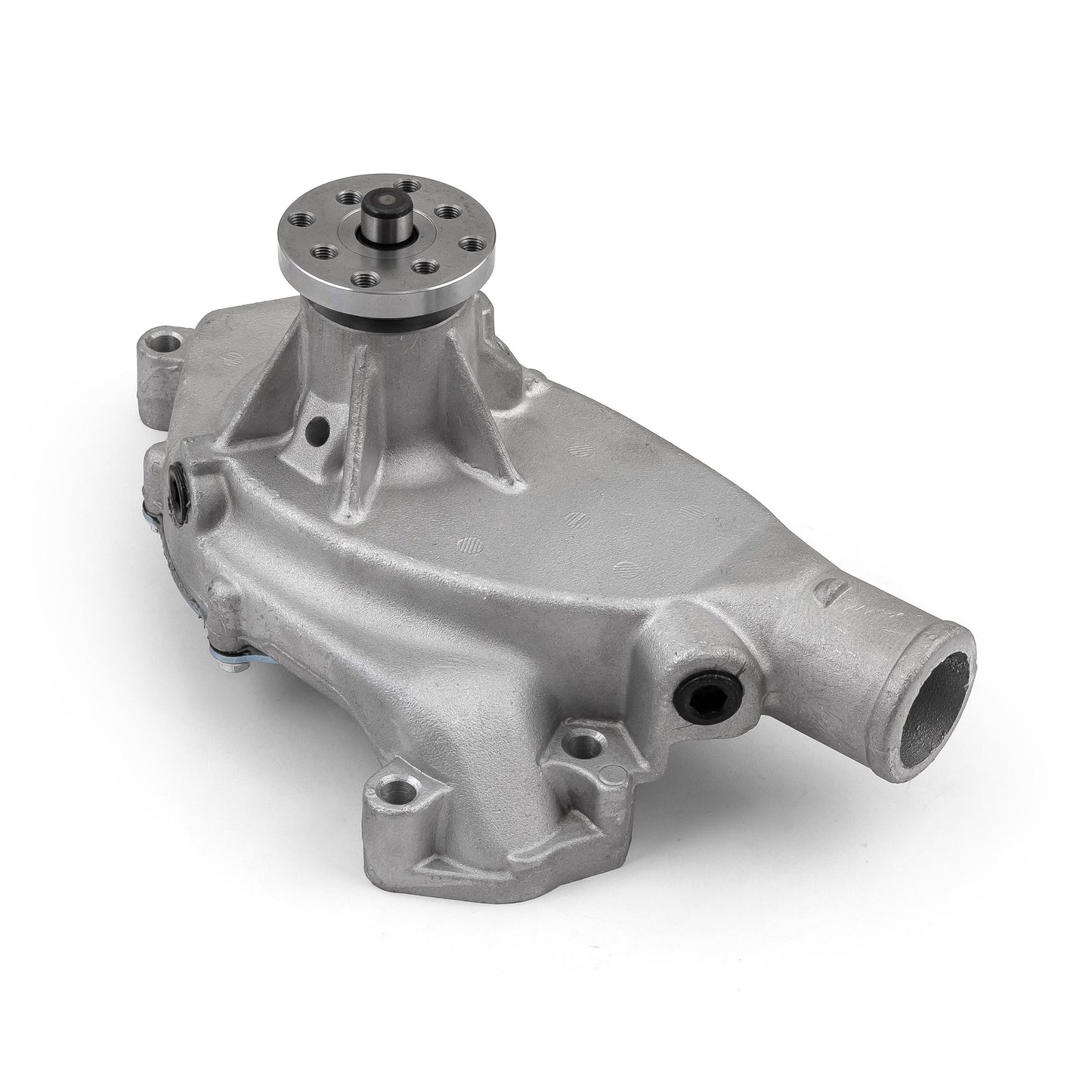 Bomba de agua corta de aluminio de alto volumen con impulsor recto Chevy BBC 454, satinada