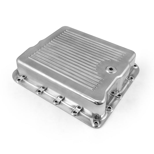 Cárter de aceite de transmisión de aluminio con aletas Turbo 700R4 pulido (con pernos y junta)