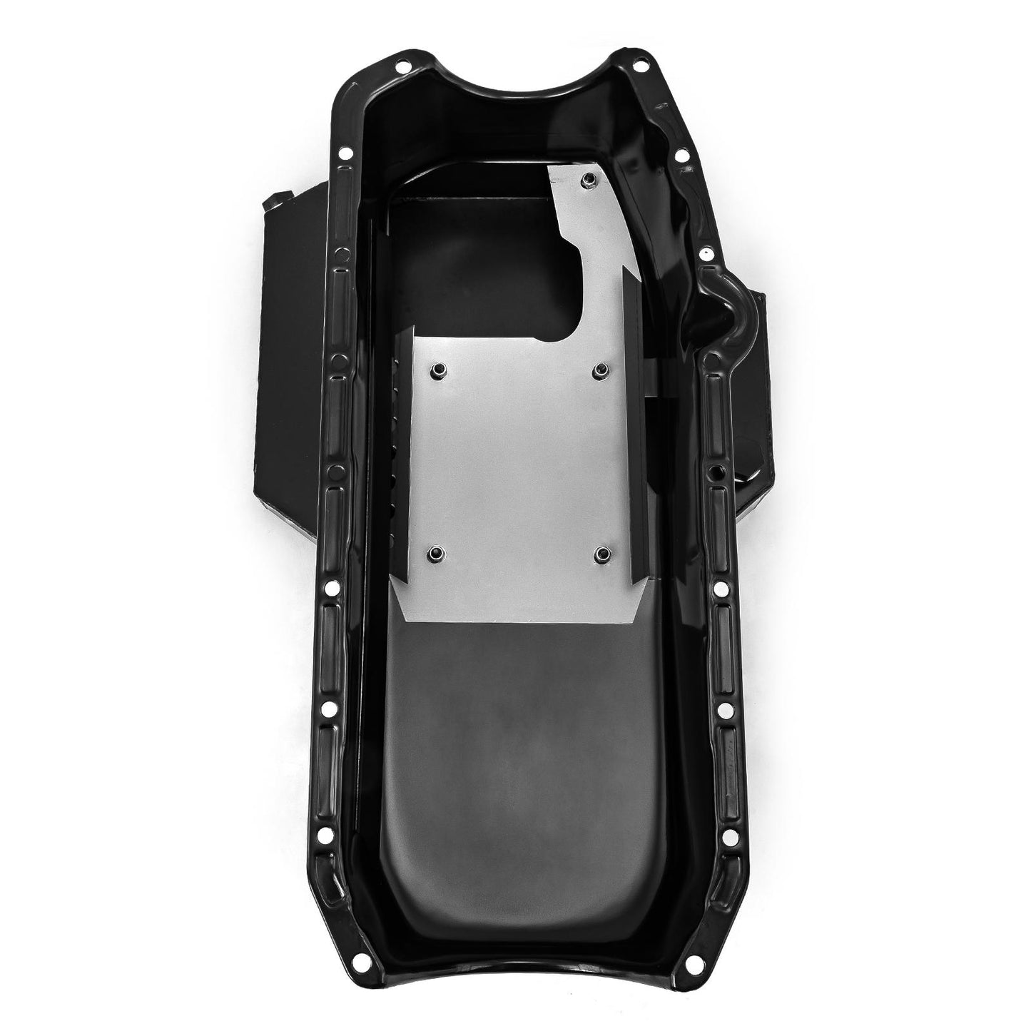 Chevy SBC 350 2Pcs Rms 1955-79 D/Side 7Qt Champion Rear Sump Oil Pan [Black]