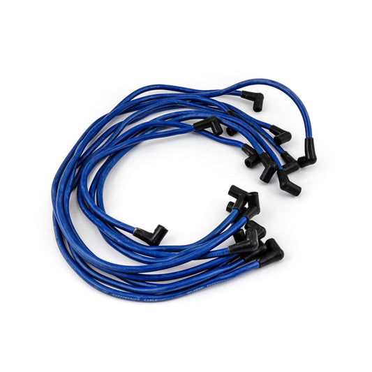 Cables de bujía macho azules universales de 90 grados a 90 grados debajo de las cubiertas, compatibles con Chevy