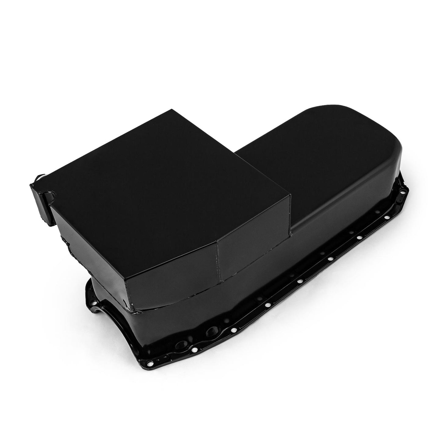 Cárter de aceite de 7 cuartos de galón para Chevy SBC 350, 2 piezas, 1980-85, lado de la transmisión, con pista circular [negro]